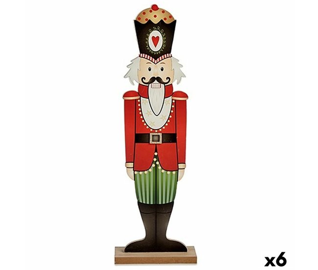 Conforama Figura Decorativa Cascanueces Blanco Negro Rojo Verde Madera 10 x 60 x 19 cm (6 Unidades)