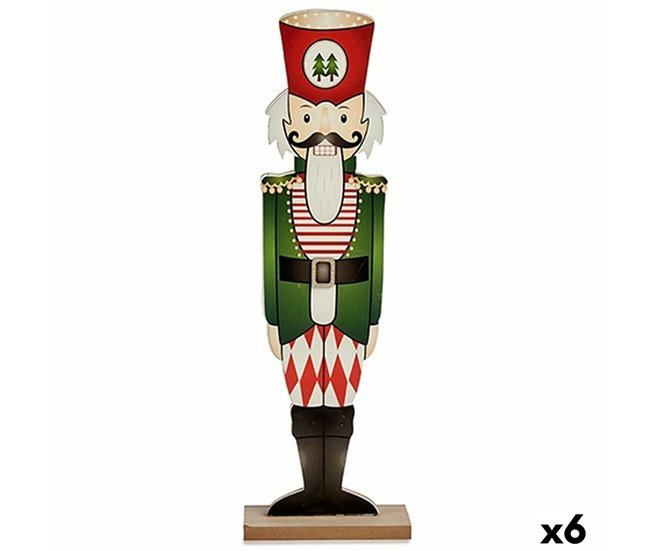 Conforama Figura Decorativa Cascanueces Blanco Negro Rojo Verde Madera 10 x 60 x 19 cm (6 Unidades)