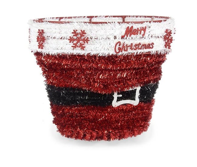 Conforama Figura Decorativa Cesta Espumillón Blanco Rojo Polipropileno PET 27 X 22 X 27 Cm (8 Unidades)