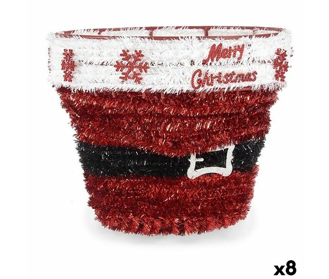 Conforama Figura Decorativa Cesta Espumillón Blanco Rojo Polipropileno PET 27 x 22 x 27 cm (8 Unidades)