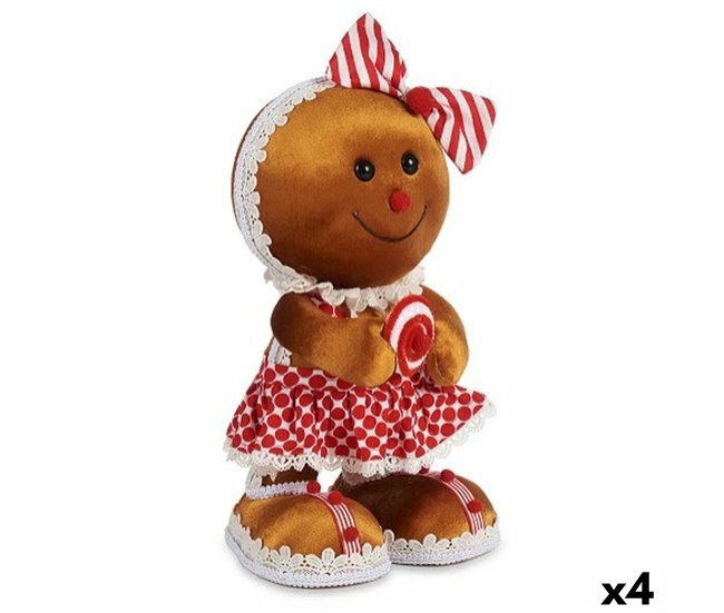 Conforama Figura Decorativa Galleta Lazo Marrón Rojo Poliestireno 19 x 33 x 15 cm (4 Unidades)