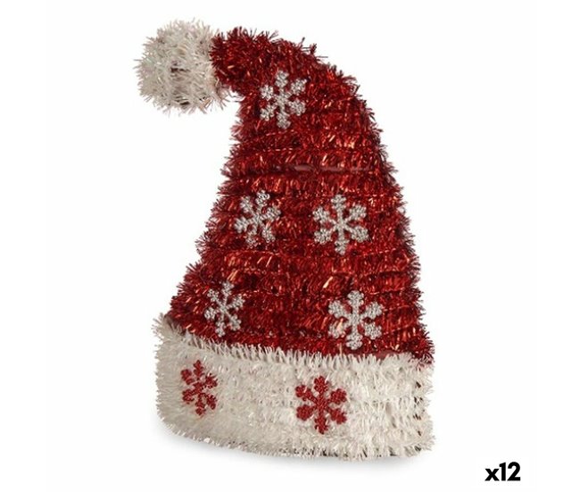 Conforama Figura Decorativa Gorro de Papá Noel Espumillón Blanco Rojo Polipropileno PET 17 x 23 x 9 5 cm (12 Unidades)