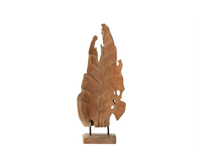 Conforama Figura Decorativa Hoja Madera Teka 35x14x85 Cm