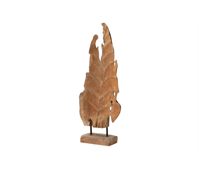Conforama Figura Decorativa Hoja Madera Teka 35x14x85 Cm