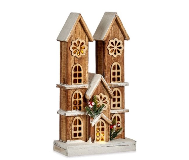 Conforama Figura Decorativa Luz Casa Blanco Marrón Madera 25 X 46 X 9 Cm (6 Unidades)