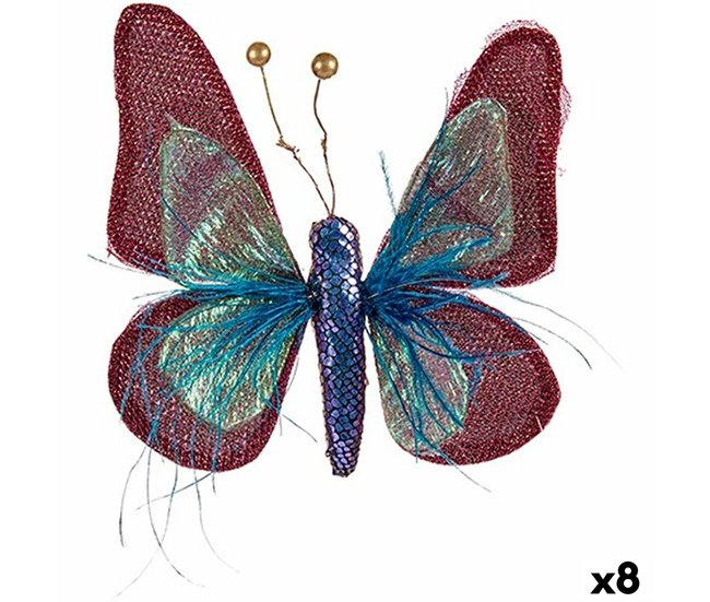 Conforama Figura Decorativa Mariposa Azul Rosa 14 x 3 x 18 cm (8 Unidades)