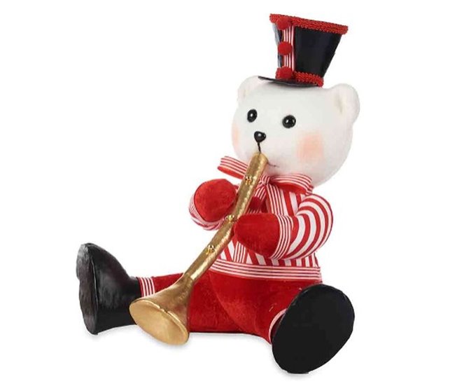 Conforama Figura Decorativa Oso Trompeta Blanco Negro Rojo Poliestireno 32 X 31 X 26 Cm (2 Unidades)