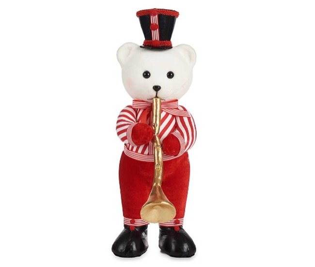 Conforama Figura Decorativa Oso Trompeta Blanco Negro Rojo Poliestireno 15 X 46 X 25 Cm (2 Unidades)
