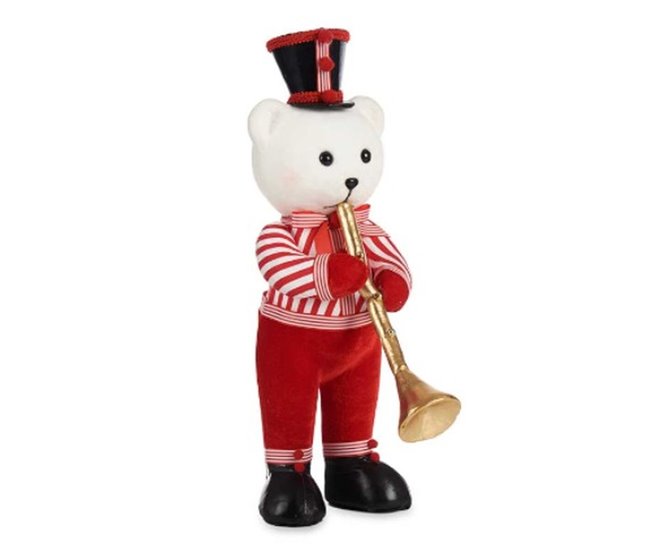Conforama Figura Decorativa Oso Trompeta Blanco Negro Rojo Poliestireno 15 X 46 X 25 Cm (2 Unidades)