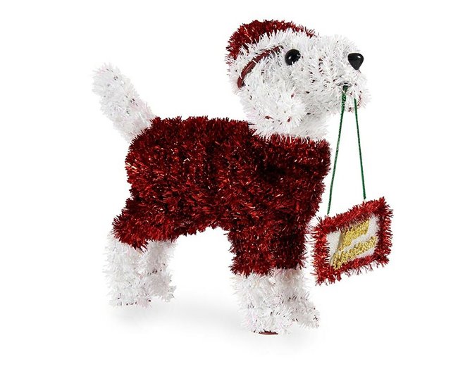 Conforama Figura Decorativa Perro Espumillón Blanco Rojo Polipropileno PET 9 X 23 X 29 5 Cm (12 Unidades)