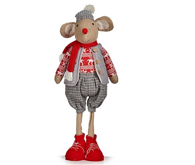 Conforama Figura Decorativa Ratón Rojo Gris 27 X 18 X 74 Cm (2 Unidades)
