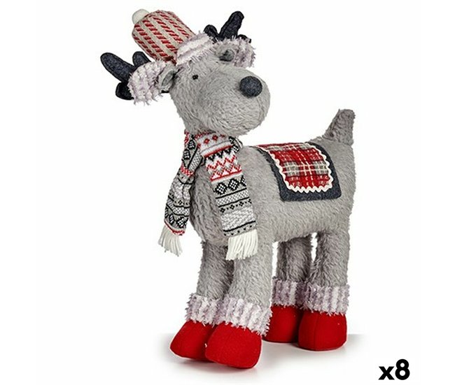 Conforama Figura Decorativa Reno de Navidad Rojo Gris 125 x 45 x 48 cm (8 Unidades)