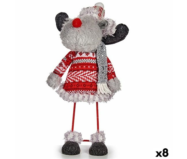 Conforama Figura Decorativa Reno de Navidad Rojo Gris 13 x 33 5 x 20 cm (8 Unidades)