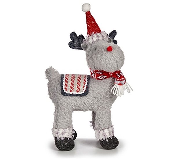 Conforama Figura Decorativa Reno De Navidad Rojo Gris 21 X 36 X 36 Cm (4 Unidades)