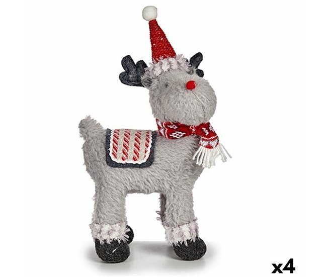 Conforama Figura Decorativa Reno de Navidad Rojo Gris 21 x 36 x 36 cm (4 Unidades)