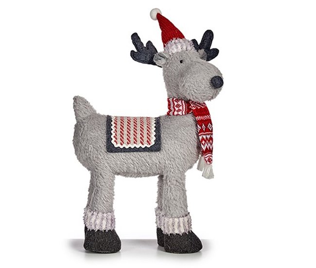 Conforama Figura Decorativa Reno De Navidad Rojo Gris 22 X 47 X 45 Cm (4 Unidades)