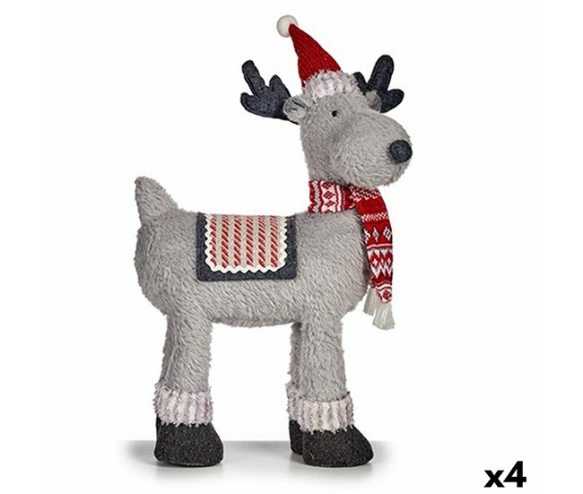 Conforama Figura Decorativa Reno de Navidad Rojo Gris 22 x 47 x 45 cm (4 Unidades)
