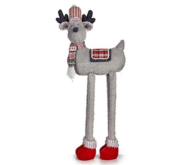 Conforama Figura Decorativa Reno De Navidad Rojo Gris 23 X 55 X 49 Cm (4 Unidades)