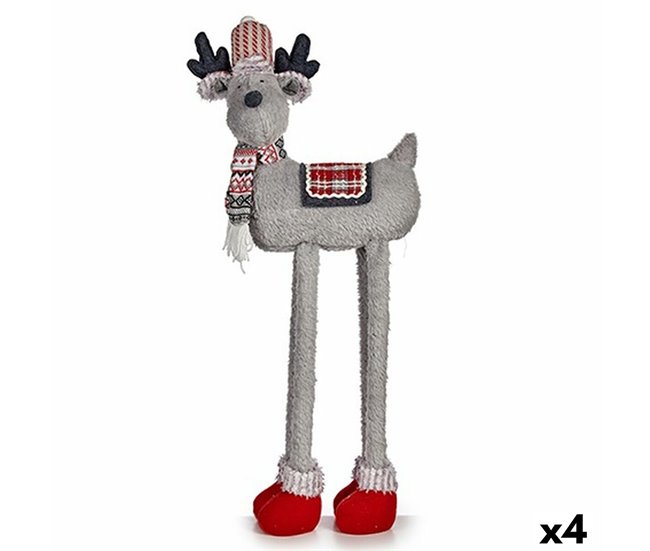 Conforama Figura Decorativa Reno de Navidad Rojo Gris 23 x 55 x 49 cm (4 Unidades)