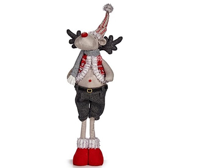 Conforama Figura Decorativa Reno De Navidad Rojo Gris Poliéster 13 X 65 X 18 Cm (4 Unidades)