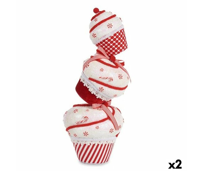 Conforama Figura Decorativa Torre Pastel Blanco Rojo Poliestireno 20 x 50 x 20 cm (2 Unidades)