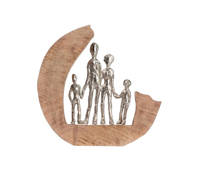 Conforama Figura Familia Aluminio Madera Mango 28x6x27 Cm