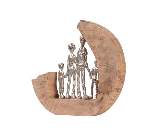 Conforama Figura Familia Aluminio Madera Mango 28x6x27 Cm