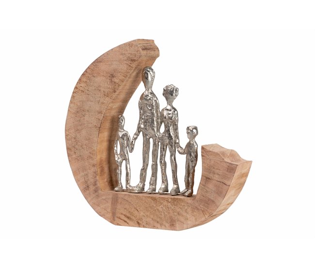 Conforama Figura Familia Aluminio Madera Mango 28x6x27 Cm
