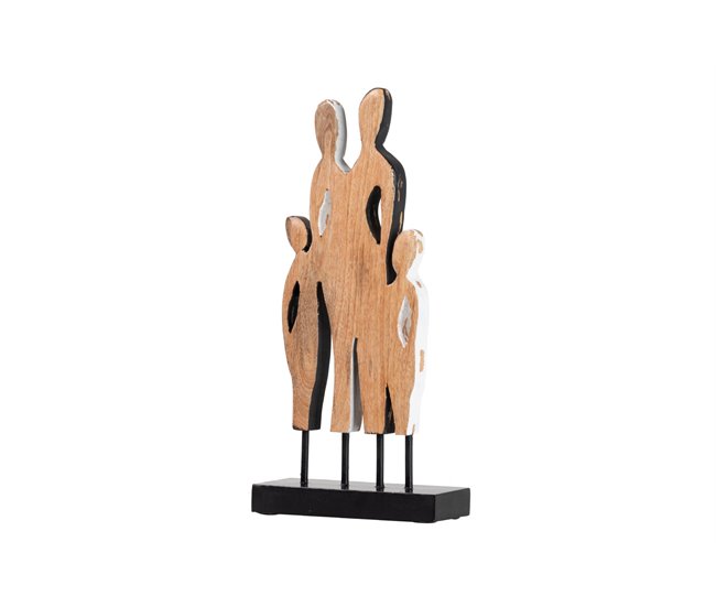 Conforama Figura Familia Metal Madera Mango 22x9x46 Cm