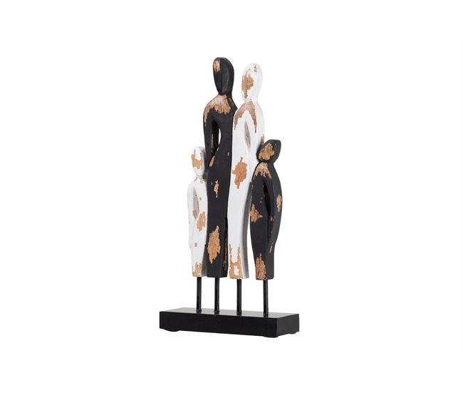 Conforama Figura Familia Metal Madera Mango 22x9x46 Cm
