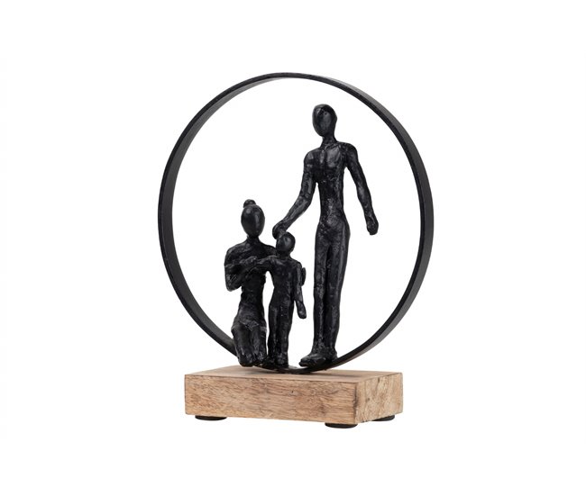 Conforama Figura Familia Metal Poliresina Madera 23x9x27 Cm
