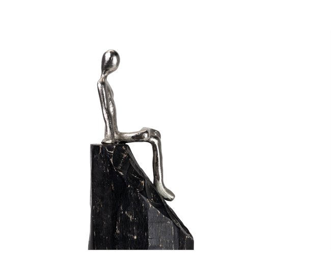 Conforama Figura Hombre Aluminio Metal Madera 10x10x36 Cm