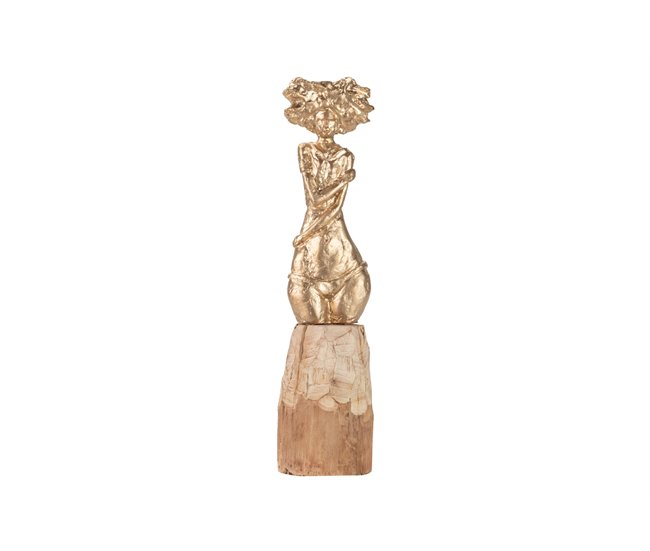 Conforama Figura Señora Poliresina Madera Mango 11x11x41 Cm