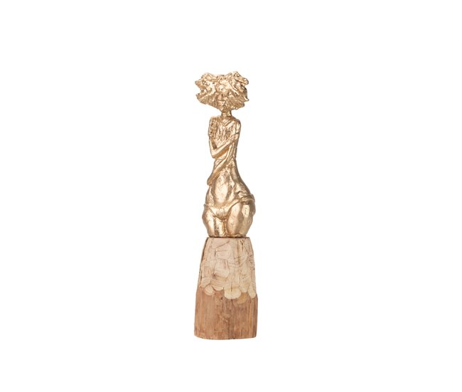 Conforama Figura Señora Poliresina Madera Mango 11x11x41 Cm