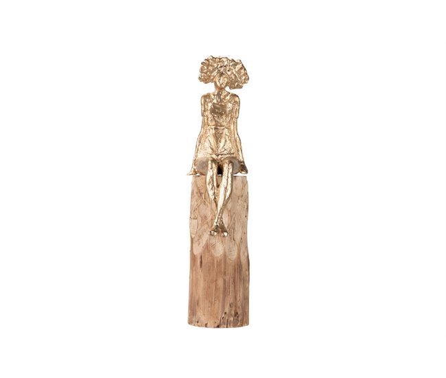 Conforama Figura Señora Poliresina Madera Mango 11x15x46 Cm