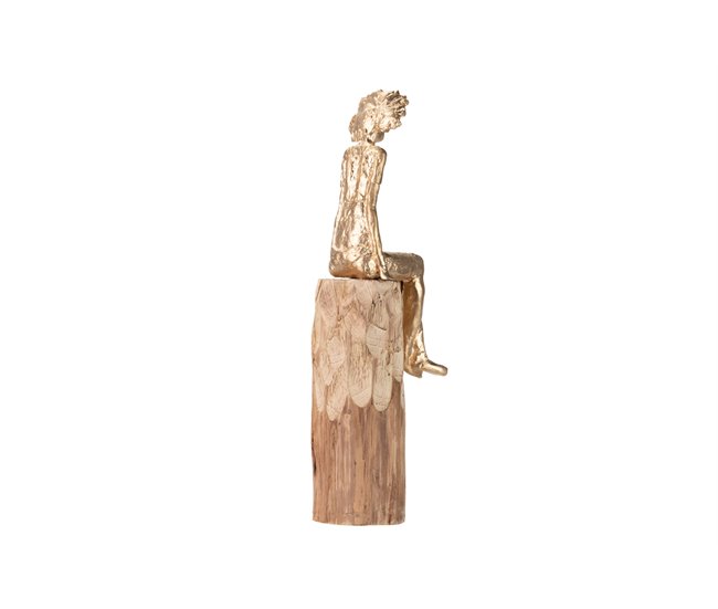 Conforama Figura Señora Poliresina Madera Mango 11x15x46 Cm