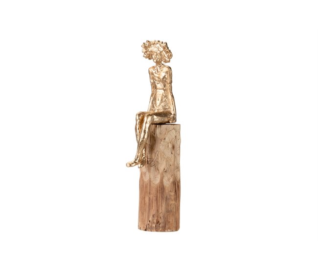 Conforama Figura Señora Poliresina Madera Mango 11x15x46 Cm