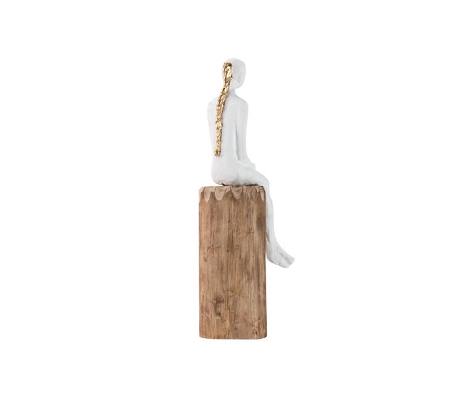 Conforama Figura Señora Sentada Poliresina Madera 9x16x39 Cm