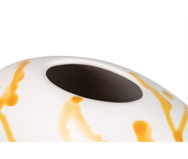 Conforama Florero Ceramica Blanco/amarillo 30x17x35 Cm