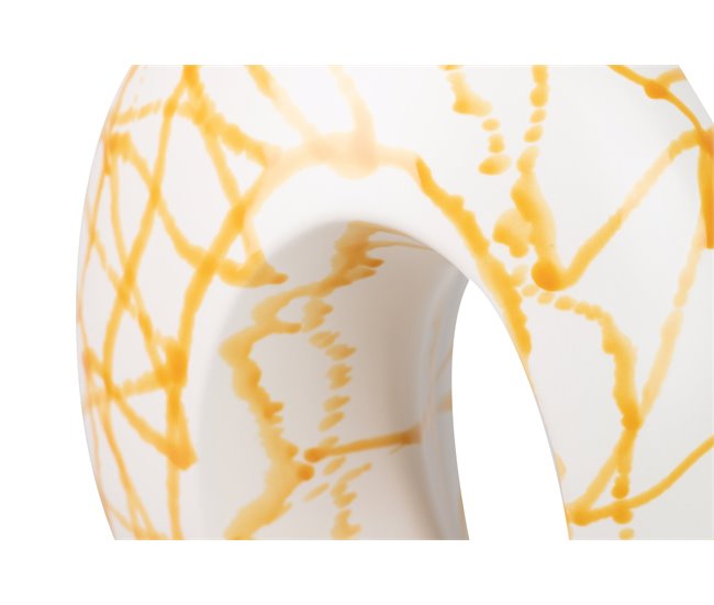 Conforama Florero Ceramica Blanco/amarillo 30x17x35 Cm