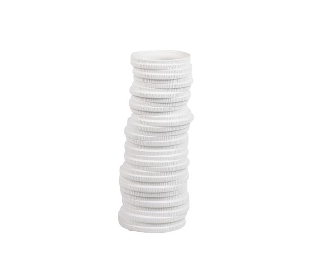 Conforama Florero Ceramica Blanco Skopelos 15x15x39 Cm