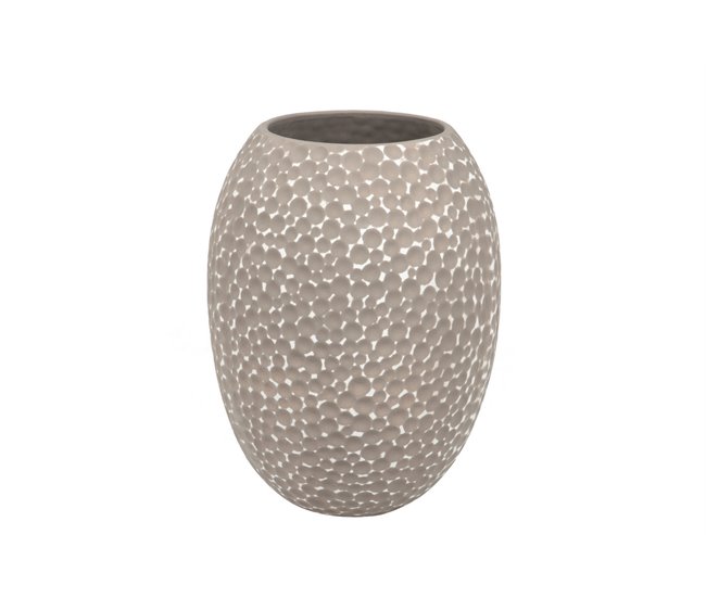 Conforama Florero Ceramica Gris Blanco 21x21x29 5 Cm