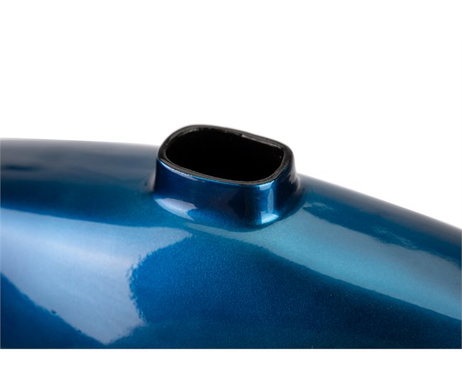 Conforama Florero Ceramica Lacada Azul Naranja 27x12x38 Cm