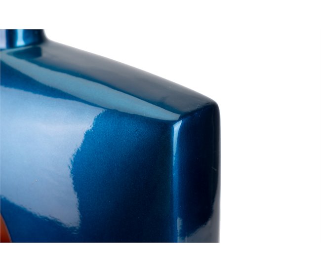 Conforama Florero Ceramica Lacada Azul Naranja 27x12x38 Cm