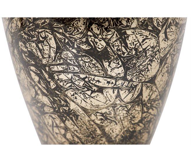 Conforama Florero Ceramica Lacada Dorado Negro 25x25x45 Cm