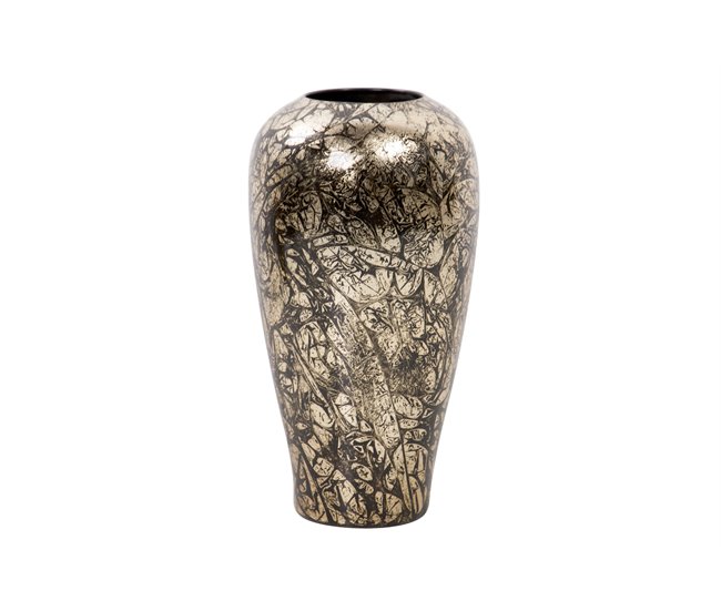 Conforama Florero Ceramica Lacada Dorado Negro 25x25x45 Cm