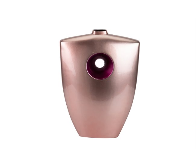 Conforama Florero Ceramica Lacada Rosa Morado 32x13x45 Cm