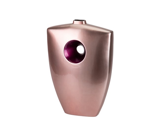 Conforama Florero Ceramica Lacada Rosa Morado 32x13x45 Cm