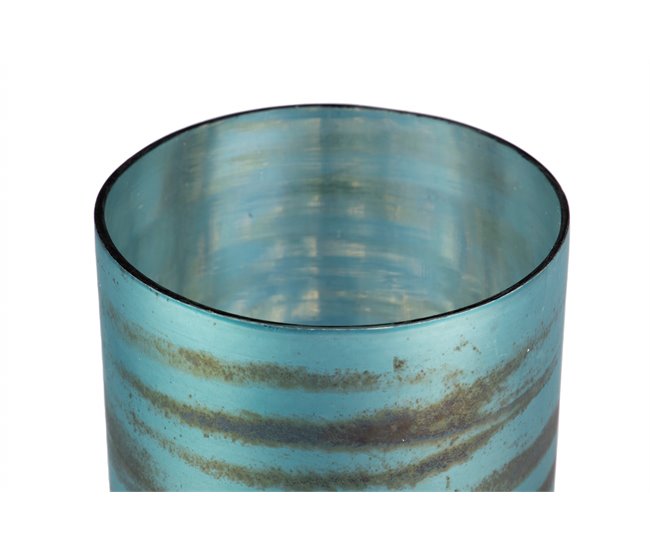 Conforama Florero Cristal Aluminio Azul Nickel 16x16x58 Cm