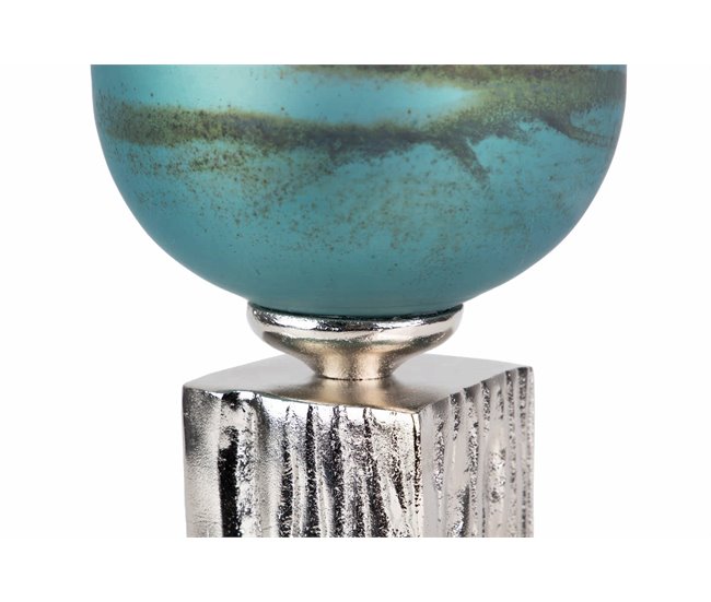 Conforama Florero Cristal Aluminio Azul Nickel 16x16x58 Cm